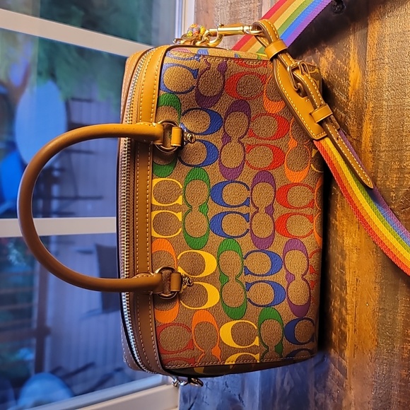 Coach Rowan Satchel In Rainbow Signature Canvas - Picture 5 of 10